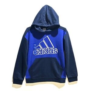 Adidas Hoodie Pullover‎ Boys Large Graphic Logo Blue Sweatshirt Activewear NEW